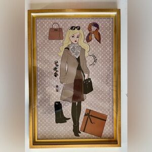 Gold framed Barbie artwork Fashion Louis Vuitton Hermes Art Decor Wall Picture